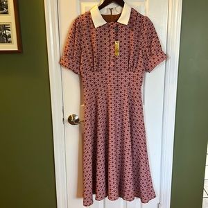 NWT Alexia Admor pink Geo collar dress size 6.